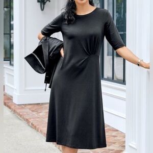 Soft Surroundings short sleeve side gathered t shirt dress, medium